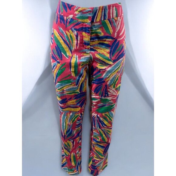 Pappagallo Womens Tropical Print Ankle Pants Size 10 Multicolor Cotton Blend - Picture 2 of 8